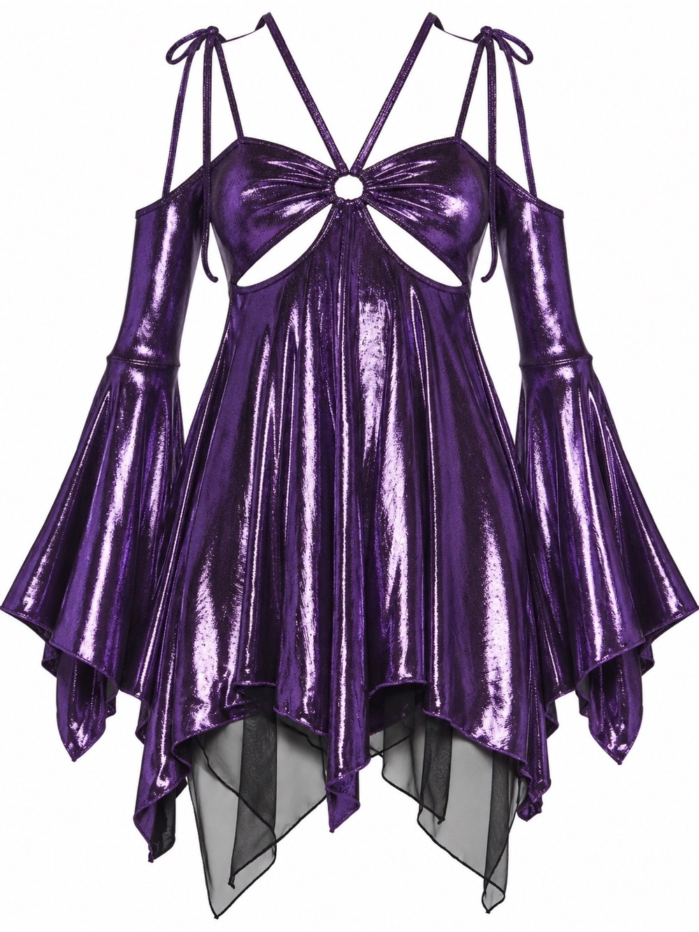 DollsKill Club exx purple lightning in a bottle mini dress L rave dark Fairy NWT